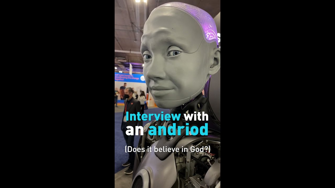 Do androids believe in God? Watch our interview with Ameca, a humanoid #robot at   #ces2022 #shorts
